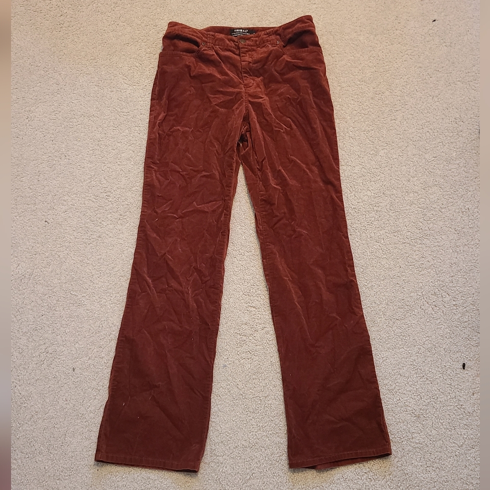 Faux Velvet, Stretch-extensible, Burnt Orange, Bootcut Pants